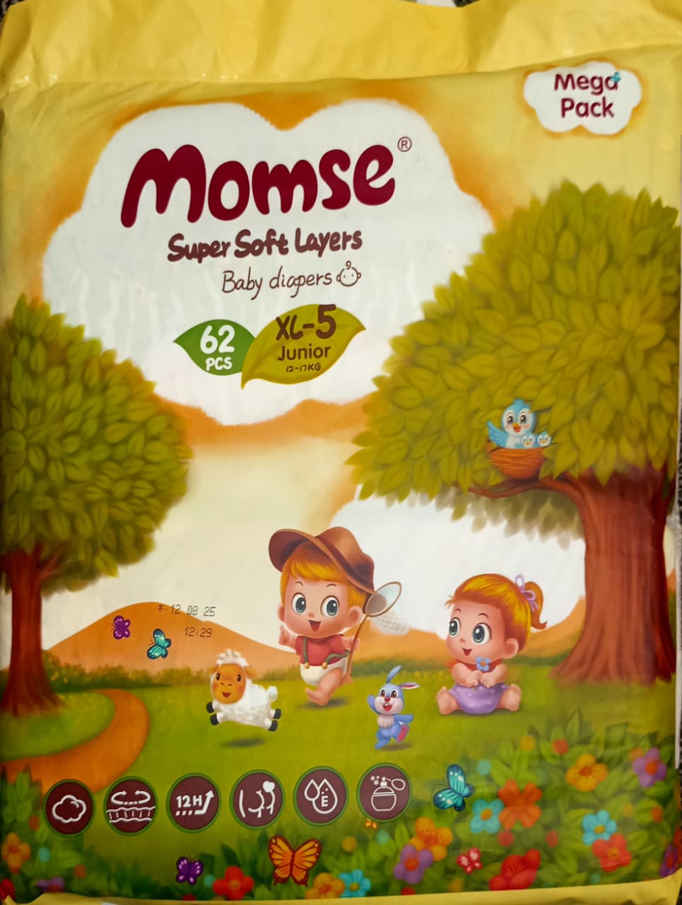 Momse Diapers XL | Size 5 | 62 Pcs